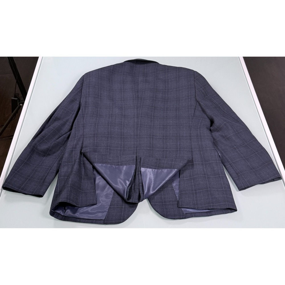 PRONTO UOMO Solid Blue 100% Wool Mens Windowpane Pattern Blazer - 44 Short - Picture 4 of 15